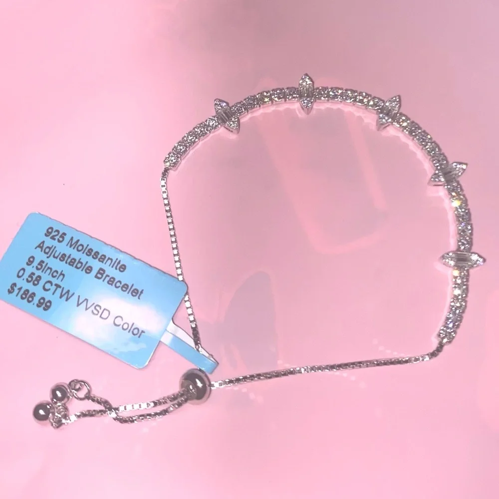 925 Moissanite Adjustable Bracelet 💎 - Picture 1 of 6